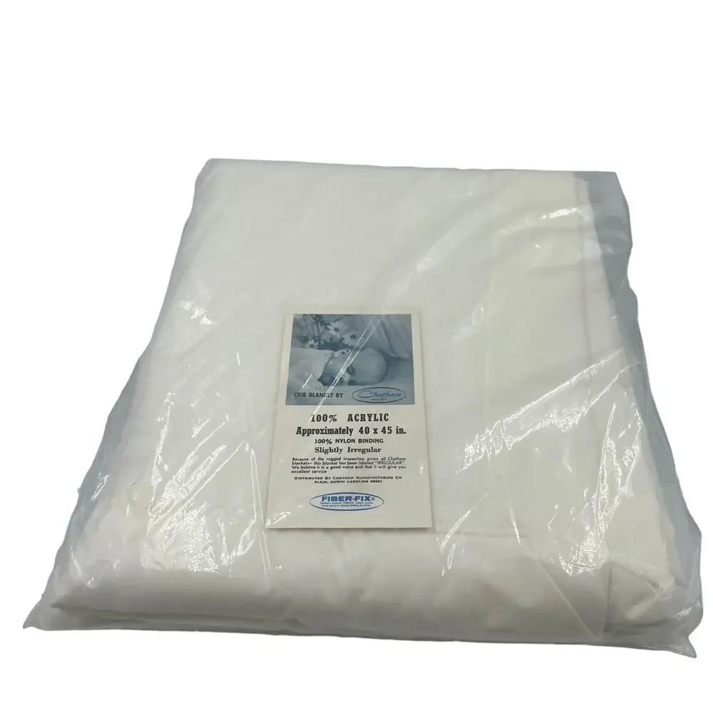 NOS Vintage Baby Blanket By Chatham Sealed Labeled IRREGULAR Fiber-Fix Crib‎